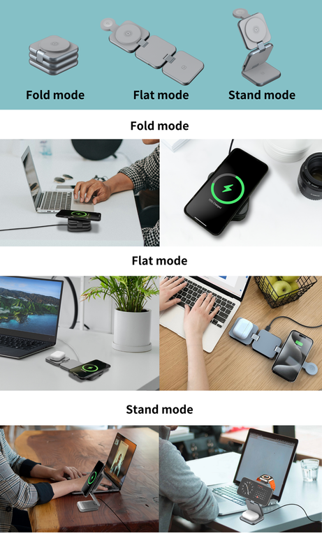 ブランド史上最薄級】ワイヤレス充電を完結する、3in1充電スタンドの